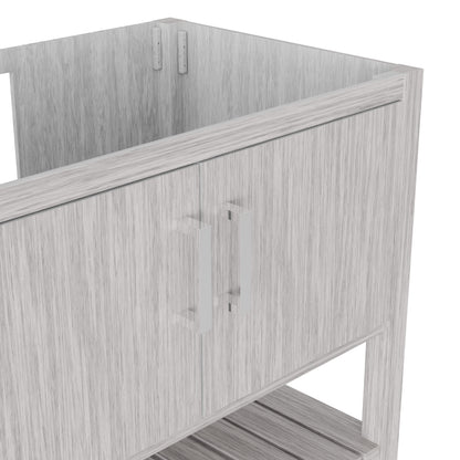 36-inch Storm Grey bath vanity by Novatto with sleek design and modern hardware, shown in a well-lit bathroom setting