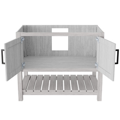 36-inch Storm Grey Novatto bathroom vanity with modern design, featuring a sleek surface and stylish hardware.