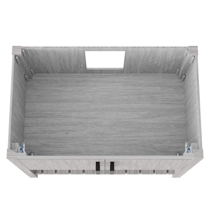 36-inch Storm Grey bath vanity by Novatto, featuring sleek design and modern bathroom accessory style.