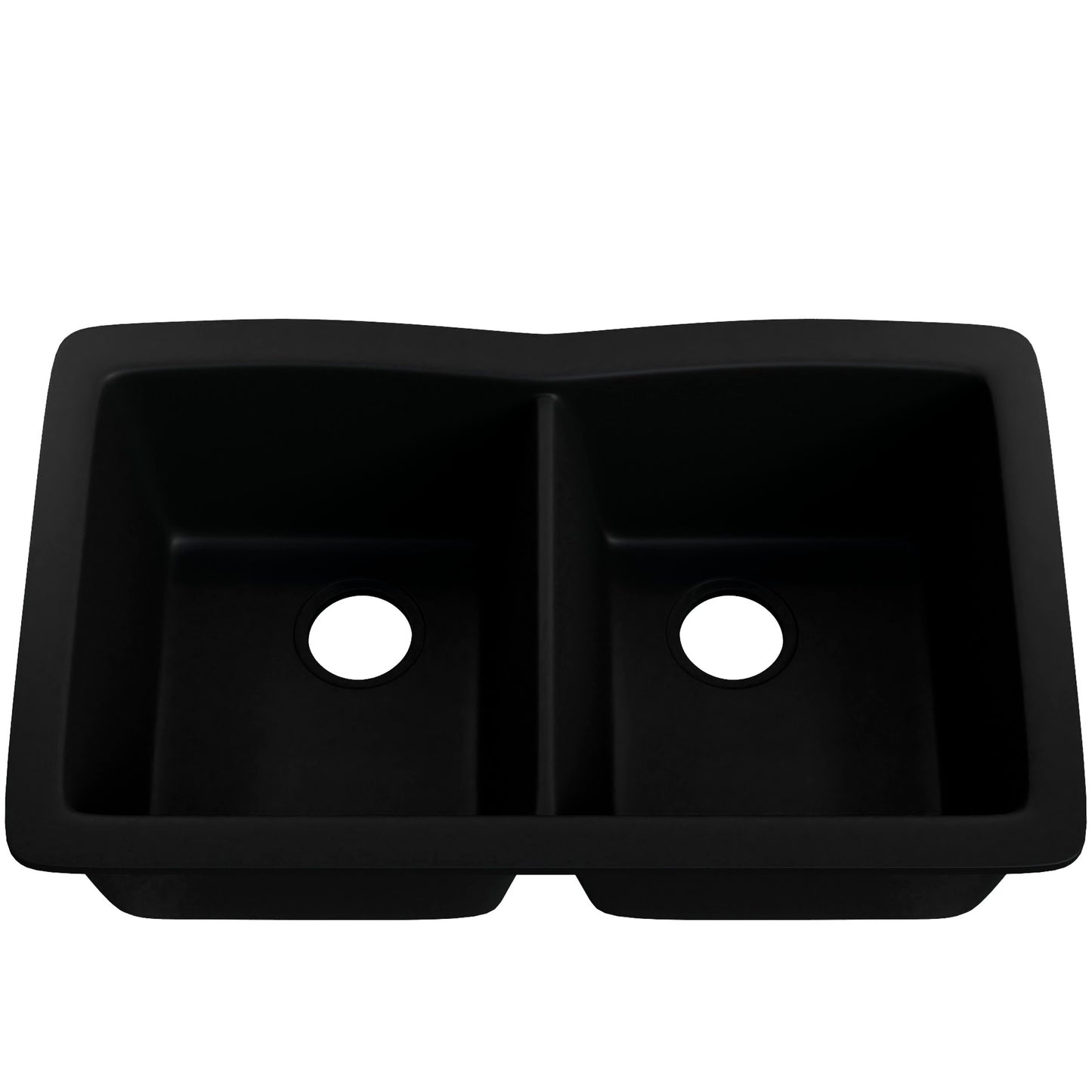 Double Bowl Undermount Granite Composite Sink in Absolute Black - NKGC-5050UND-AB