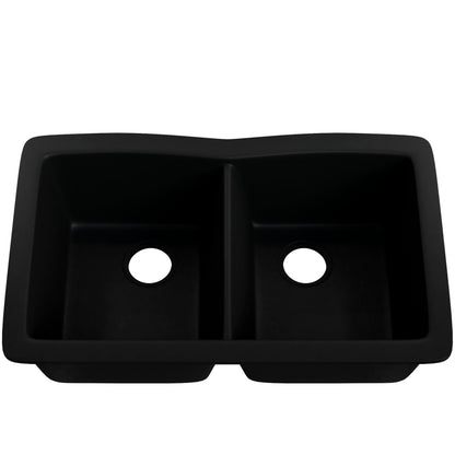 Double Bowl Undermount Granite Composite Sink in Absolute Black - NKGC-5050UND-AB