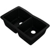 Double Bowl Undermount Granite Composite Sink in Absolute Black - NKGC-5050UND-AB