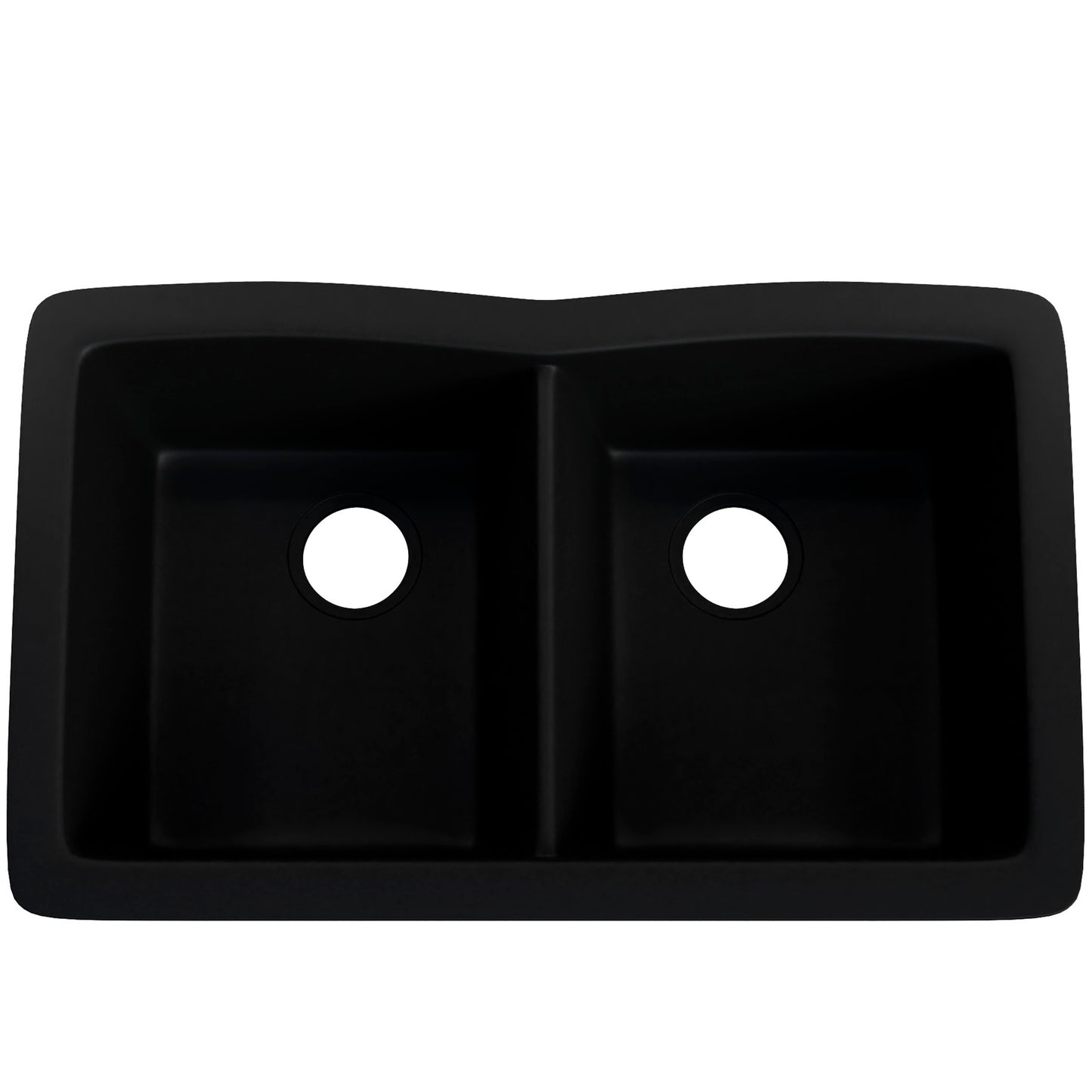 Double Bowl Undermount Granite Composite Sink in Absolute Black - NKGC-5050UND-AB