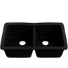 Double Bowl Undermount Granite Composite Sink in Absolute Black - NKGC-5050UND-AB