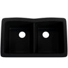 Double Bowl Undermount Granite Composite Sink in Absolute Black - NKGC-5050UND-AB