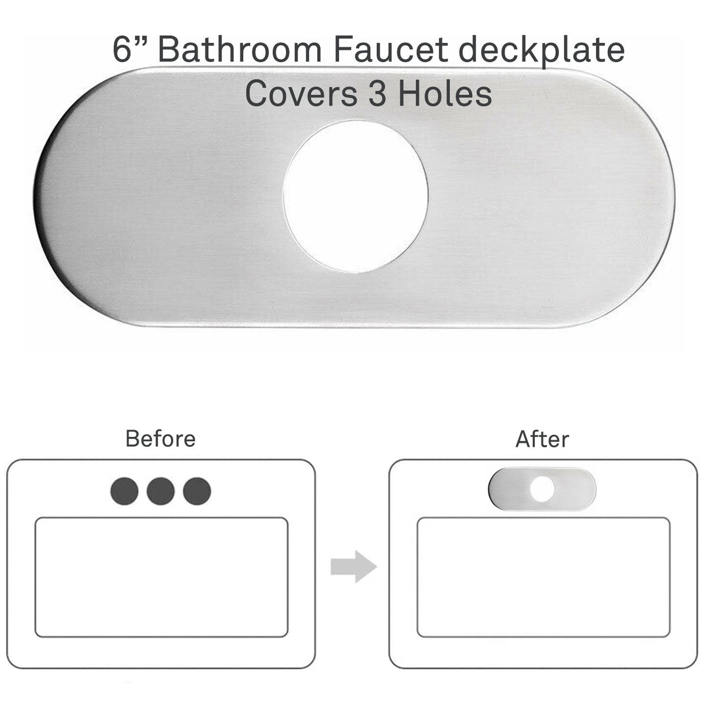 6-inch Bathroom Faucet Deck Plate, D2 Series