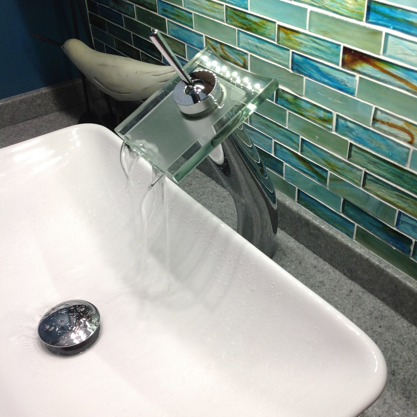 Squared Modern Waterfall Single Hole Vessel Bathroom Faucet, GF-011 Series