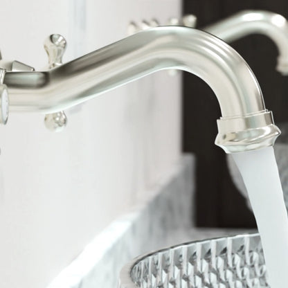 Ria Two Handle Brushed Nickel Wall Mount Bathroom Faucet, NBF-W03BN