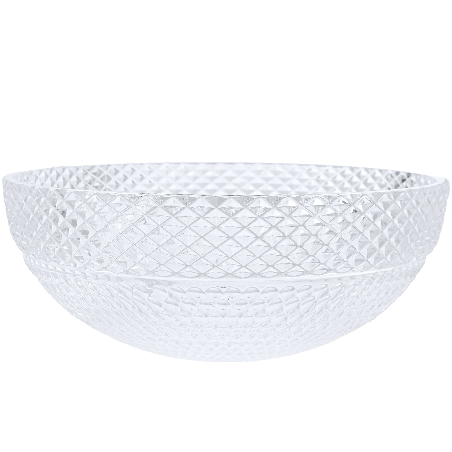 Modern Cristallo Diamond Clear crystal glass vessel bathroom sink by Novatto, round shape with front view.