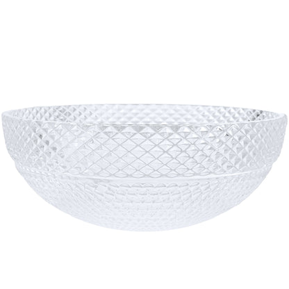 Modern Cristallo Diamond Clear crystal glass vessel bathroom sink by Novatto, round shape with front view.