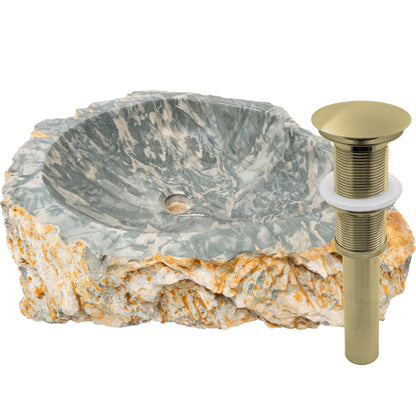 Natural irregular royal cobblestone vessel sink by Novatto, showcasing a textured, organic stone surface for bathroom decor.