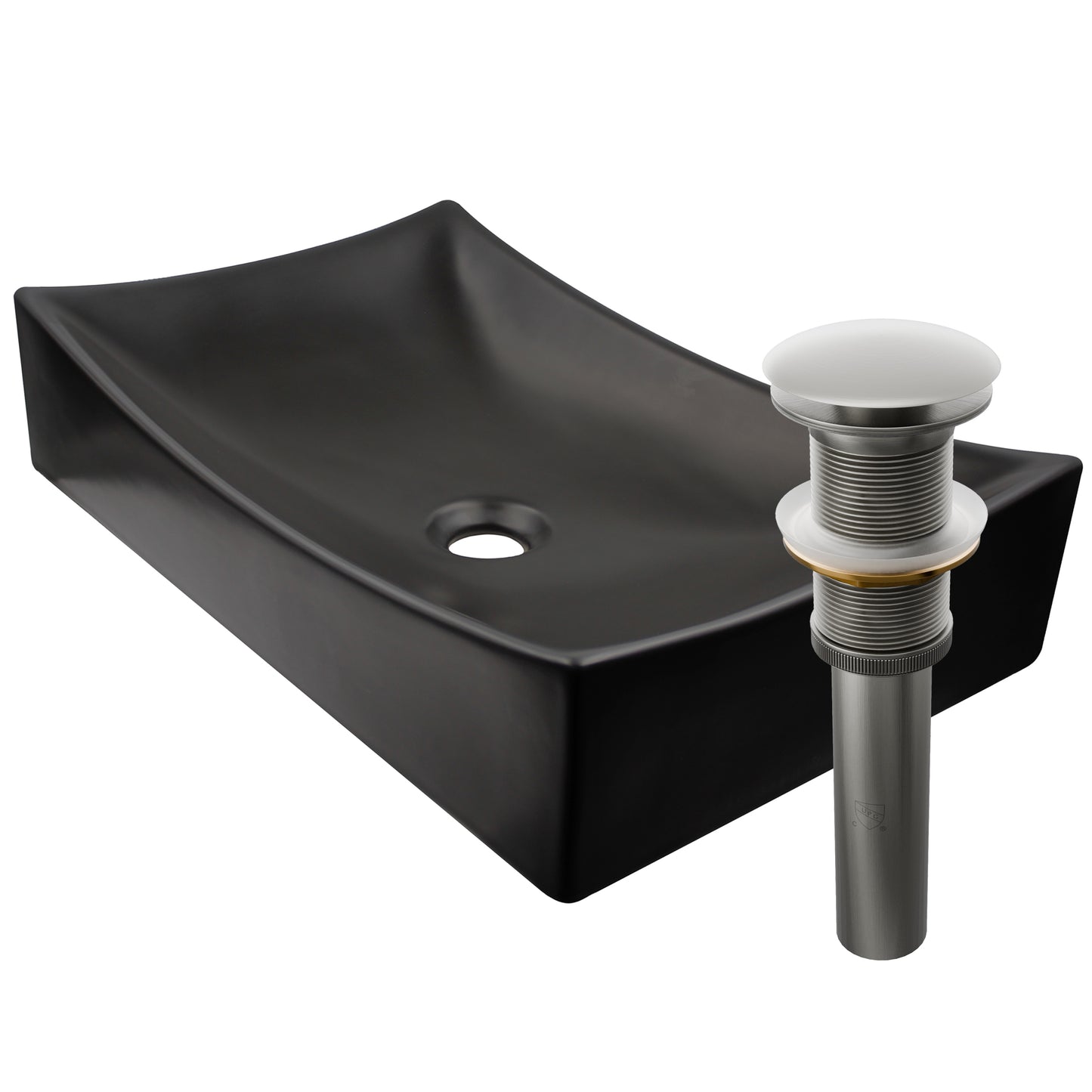 Matte Black Rectangular Porcelain Vessel Bathroom Sink, NP-01141MB