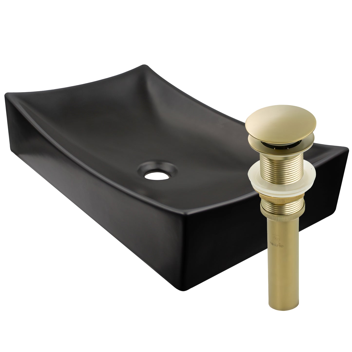 Matte Black Rectangular Porcelain Vessel Bathroom Sink, NP-01141MB