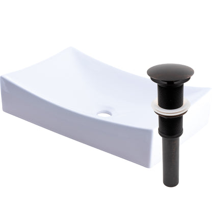 White rectangular porcelain vessel sink by Novatto, modern bathroom basin with smooth surface and clean design.