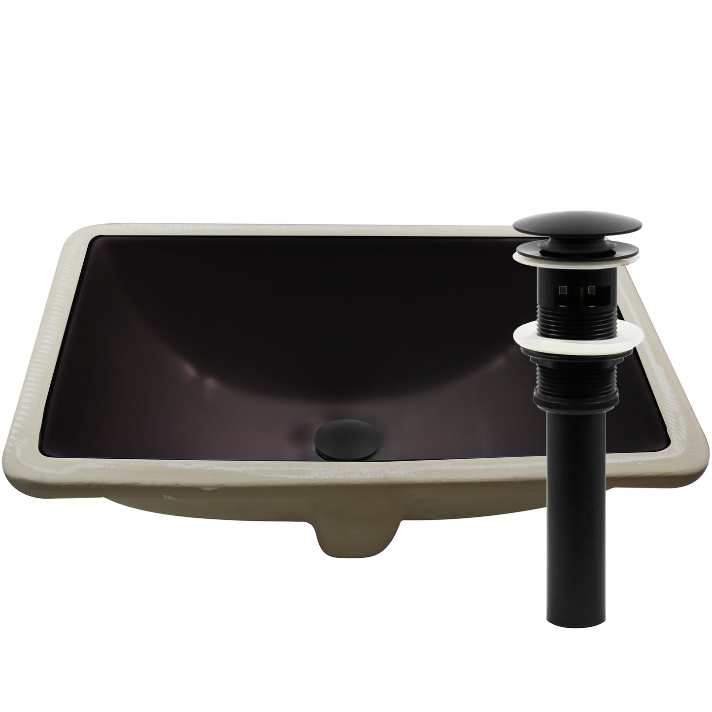 Rectangular Undermount Black Porcelain Sink with Overflow, NP-U193902FB