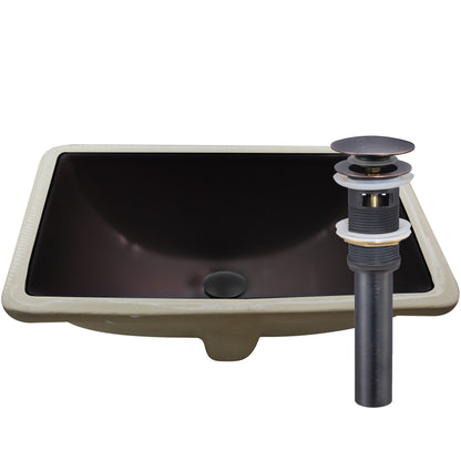 Rectangular Undermount Black Porcelain Sink with Overflow, NP-U193902FB