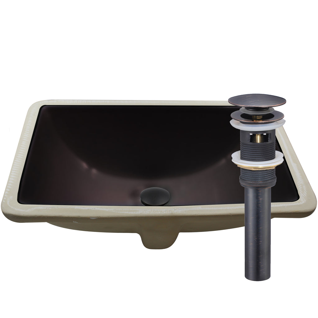 Rectangular Undermount Black Porcelain Sink with Overflow, NP-U193902FB