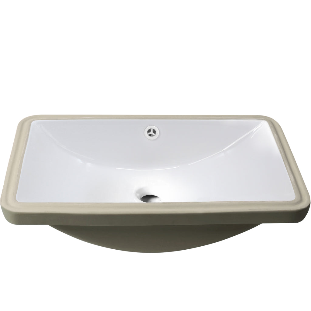 Extra Wide Rectangular Undermount White Porcelain Sink with Overflow, NP-U213907