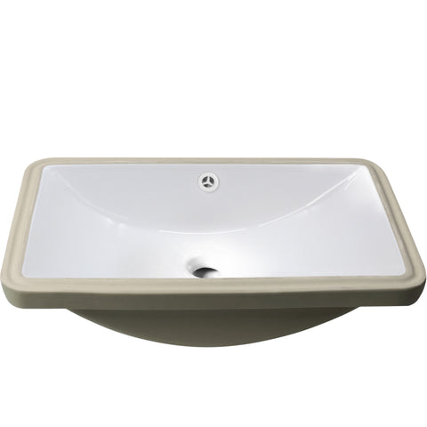 Extra Wide Rectangular Undermount White Porcelain Sink with Overflow, NP-U213907