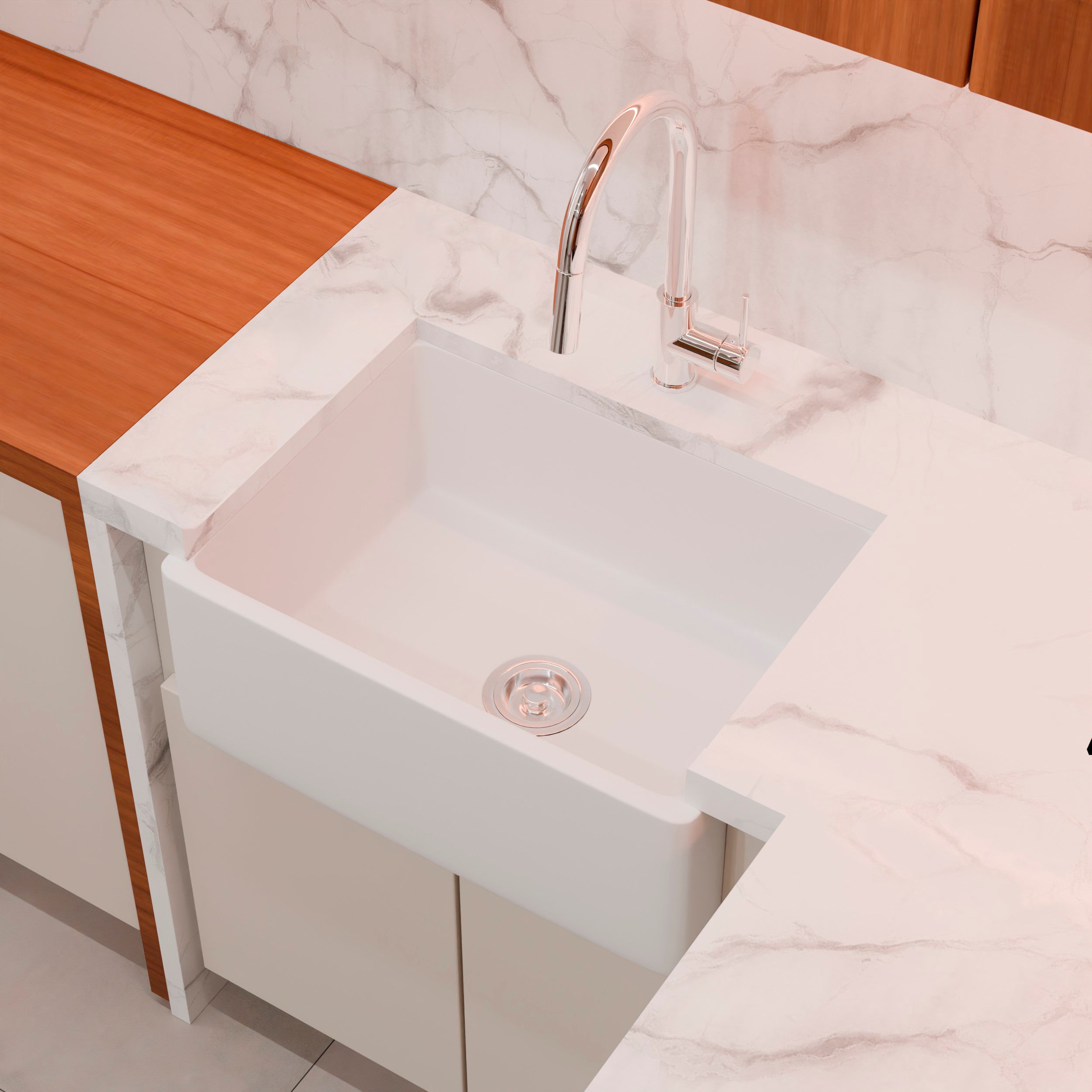 24-Inch Single Bowl Farmhouse Fireclay Kitchen Sink | Novatto
