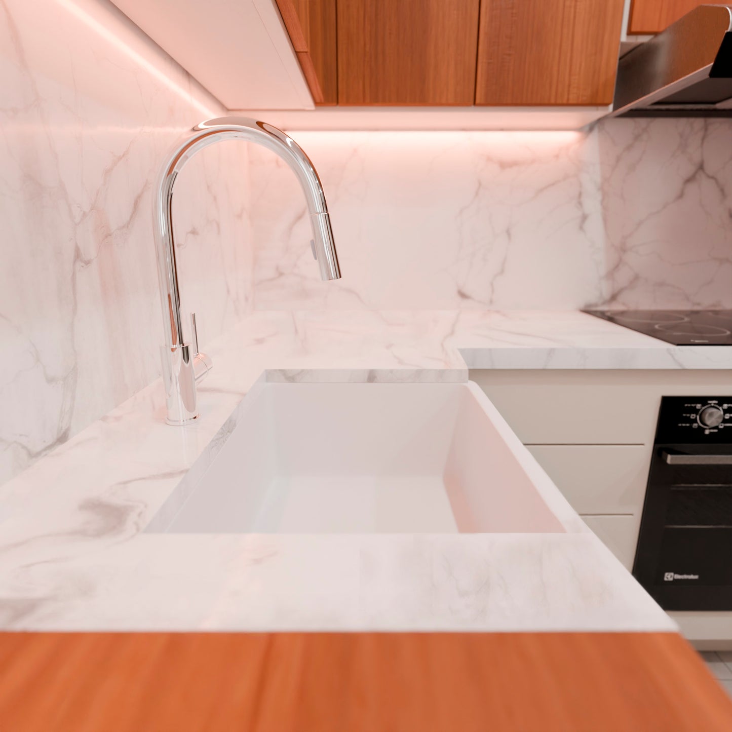 24-Inch Single Bowl Farmhouse Porcelain Kitchen Sink w/Apron, NPK-224922