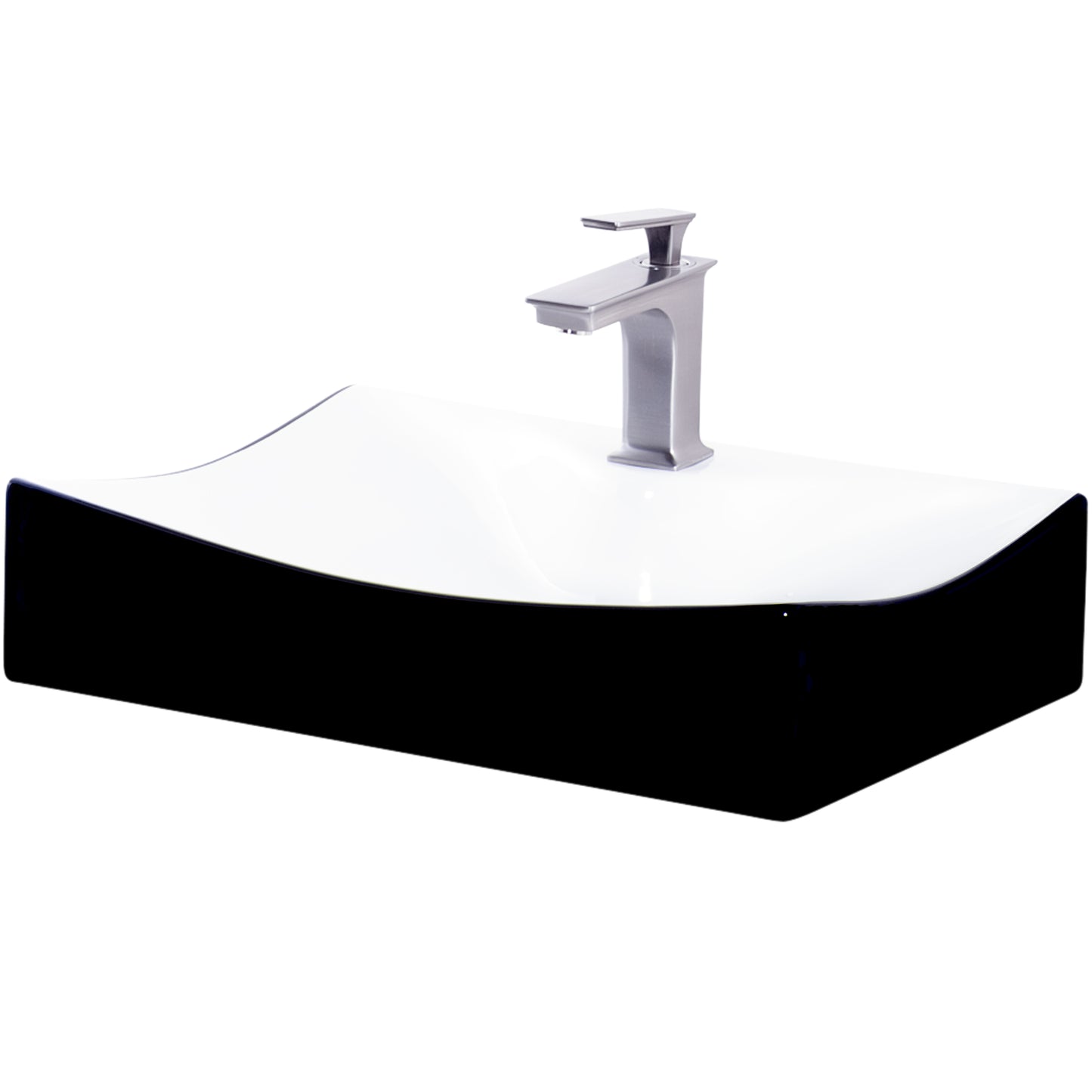 Black and White Porcelain Vessel Sink Combo, NSFC-01134BW368SBN