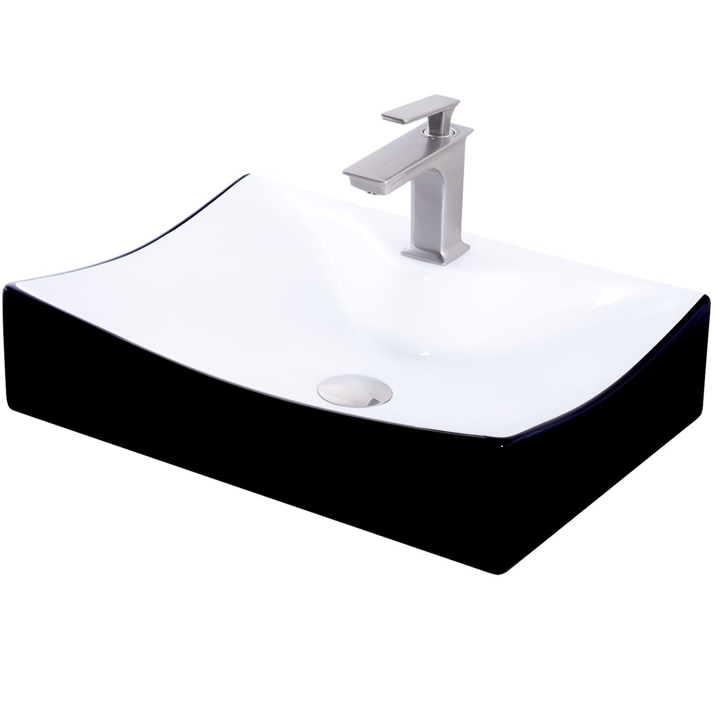 Black and White Porcelain Vessel Sink Combo, NSFC-01134BW368SBN