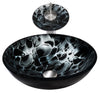 Round Hand Painted Black Glass Bath Sink Combo Series NSFC-012001