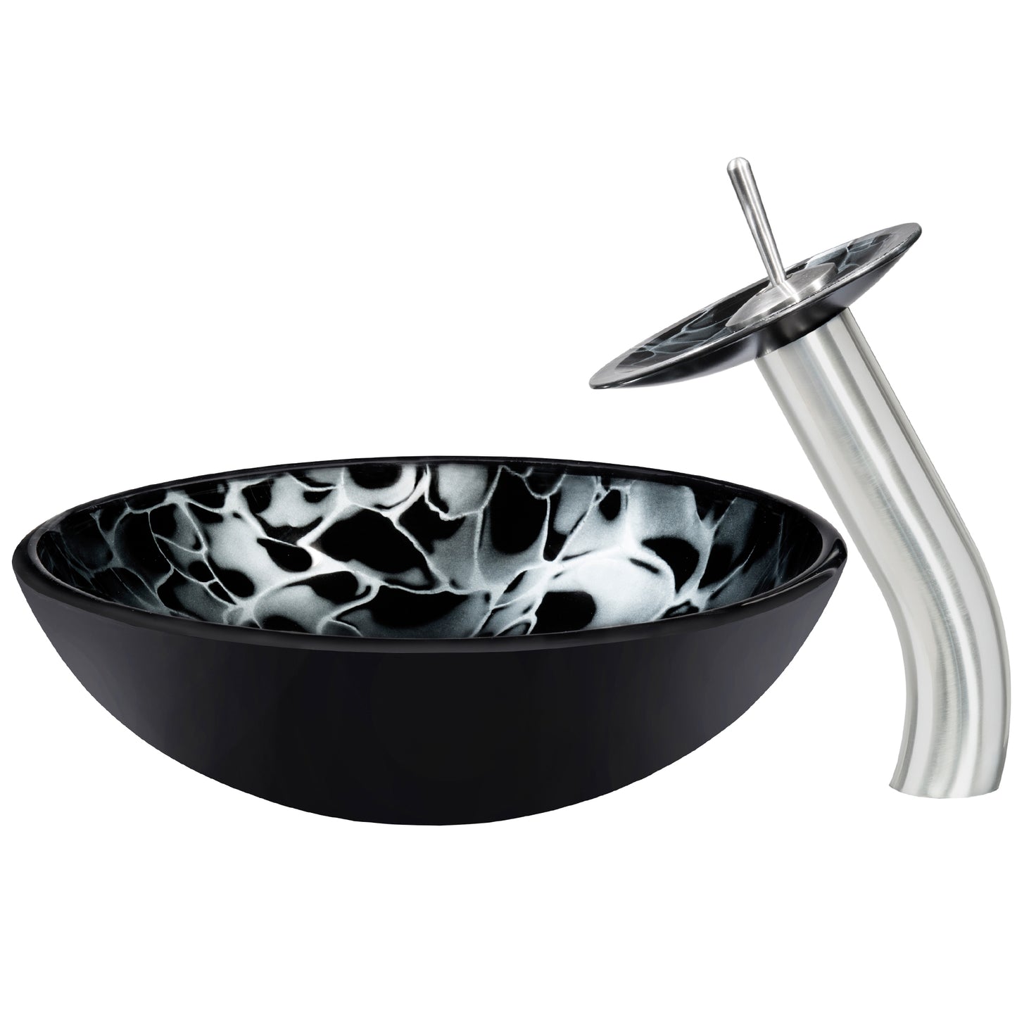 Round Hand Painted Black Glass Bath Sink Combo Series NSFC-012001