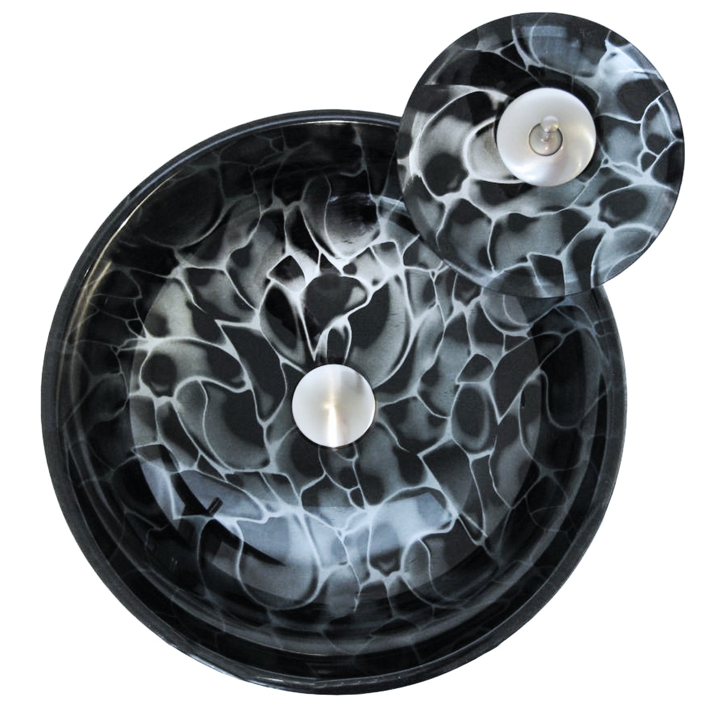 Round Hand Painted Black Glass Bath Sink Combo Series NSFC-012001