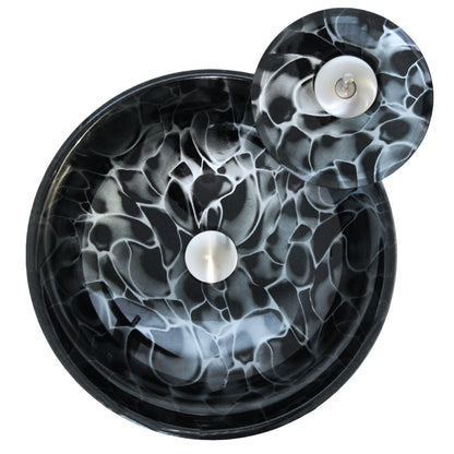 Round Hand Painted Black Glass Bath Sink Combo Series NSFC-012001