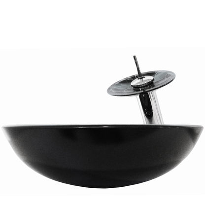 Round Hand Painted Black Glass Bath Sink Combo Series NSFC-012001