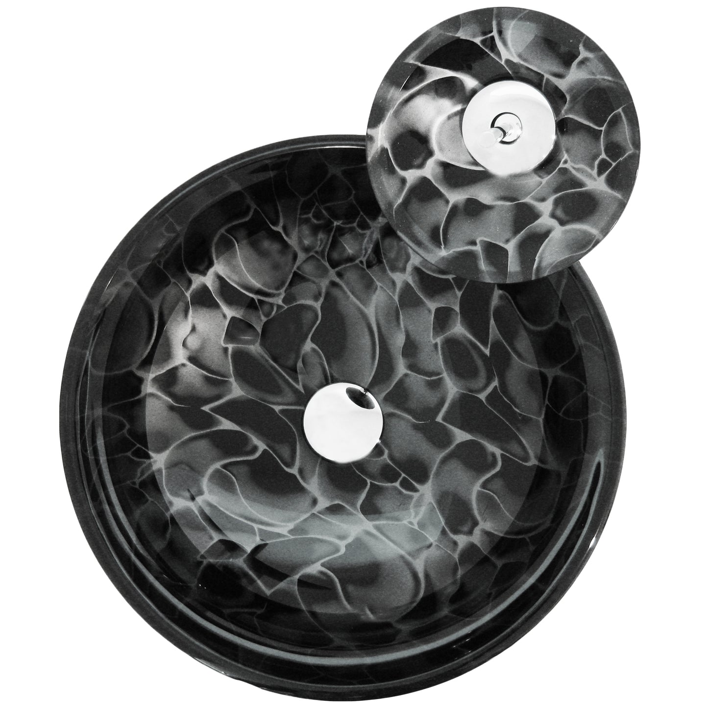 Round Hand Painted Black Glass Bath Sink Combo Series NSFC-012001