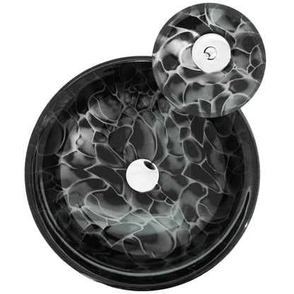 Round Hand Painted Black Glass Bath Sink Combo Series NSFC-012001