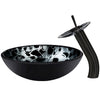 Round Hand Painted Black Glass Bath Sink Combo Series NSFC-012001