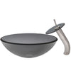 Round Clear Slate Grey Glass Vessel Bath Sink Combo Series NSFC-168G001