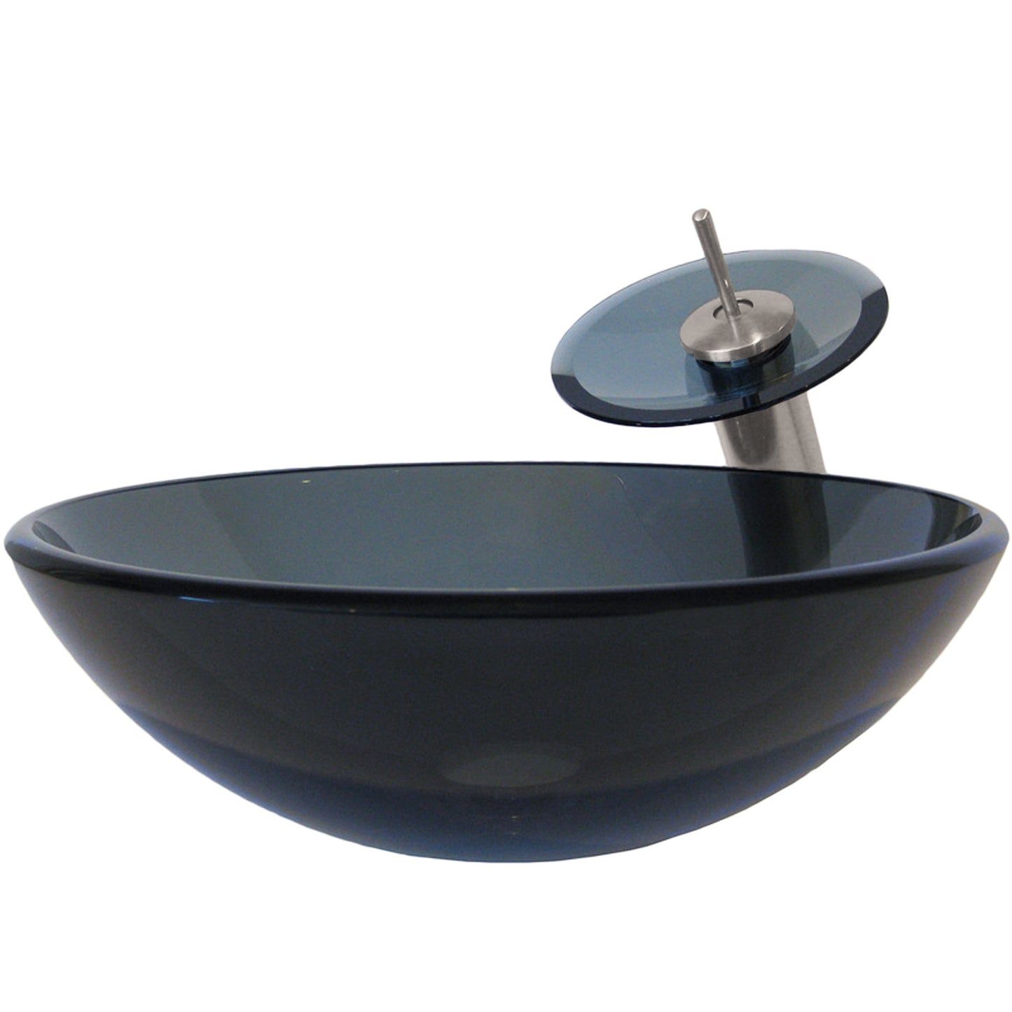 Round Clear Slate Grey Glass Vessel Bath Sink Combo Series NSFC-168G001