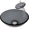 Round Clear Slate Grey Glass Vessel Bath Sink Combo Series NSFC-168G001