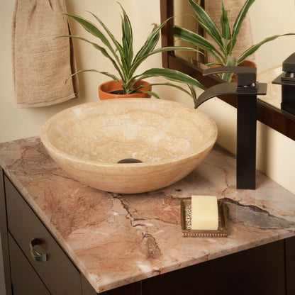 Natural Beige Travertine Stone Vessel Bath Sink NOSV-BT