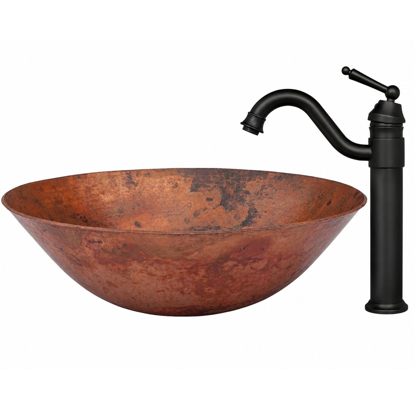 Hammered Copper Vessel Bathroom Sink Combo NSFC-CV002NA359MB