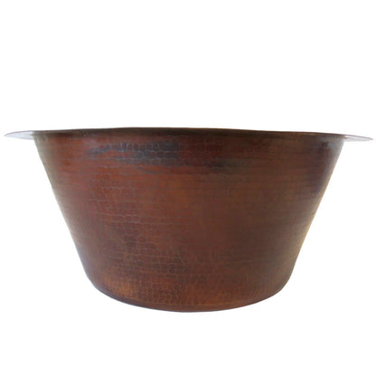 Round Hammered Copper Bar Sink, TCB-001AN