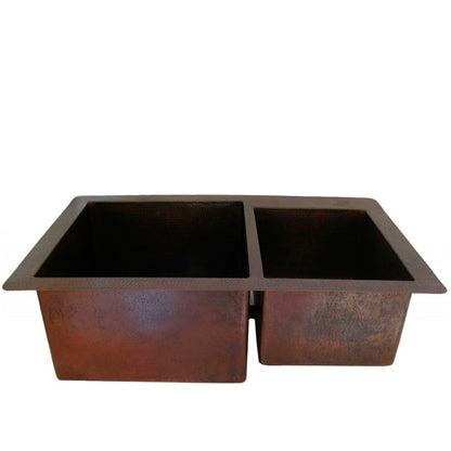 60/40 Split Undermount Copper Kitchen Sink, TCK-006AN