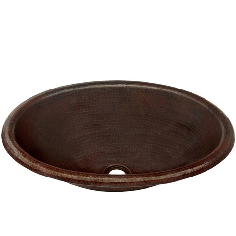 Oval Rolled Rim Copper Drop-in Bath Sink in Antique TCU-003AN