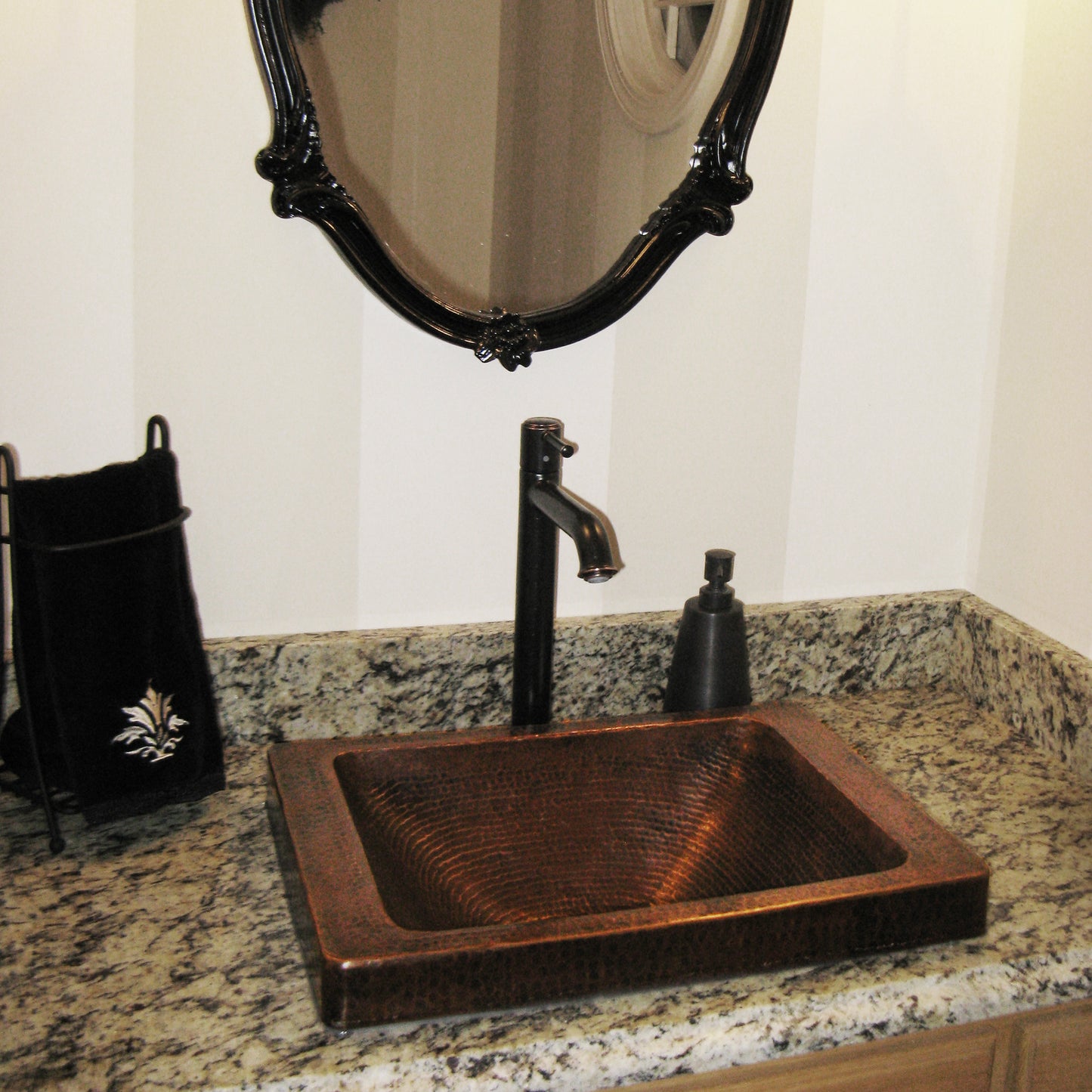 Rectangular Copper Drop-In Bath Sink in Antique TCU-013AN