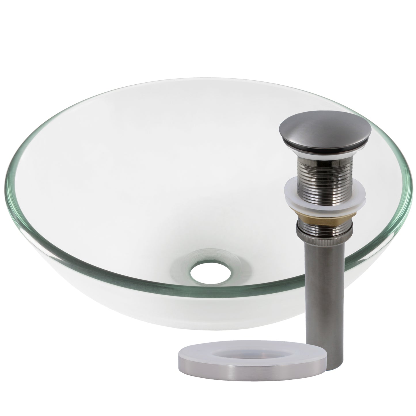 Clear Round Tempered Glass Vessel Bathroom Sink TIG-8048