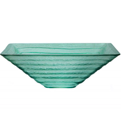Sauna Green Square Tempered Glass Vessel Bathroom Sink TIS-286G