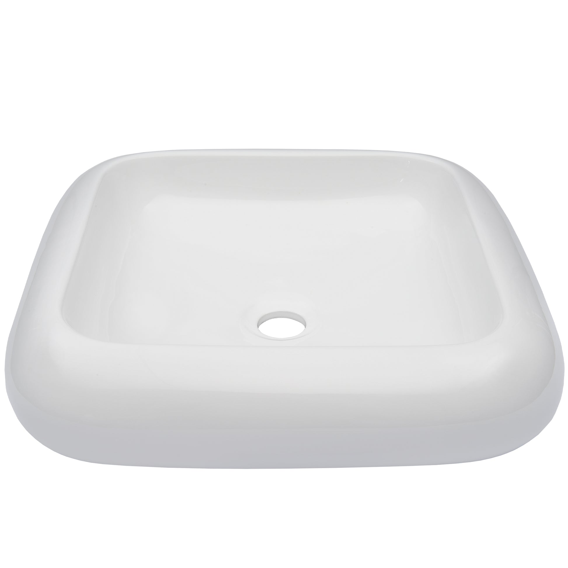 White porcelain vessel bathroom sink with traditional design, front view showing smooth curved surface and elegant shape by Novatto