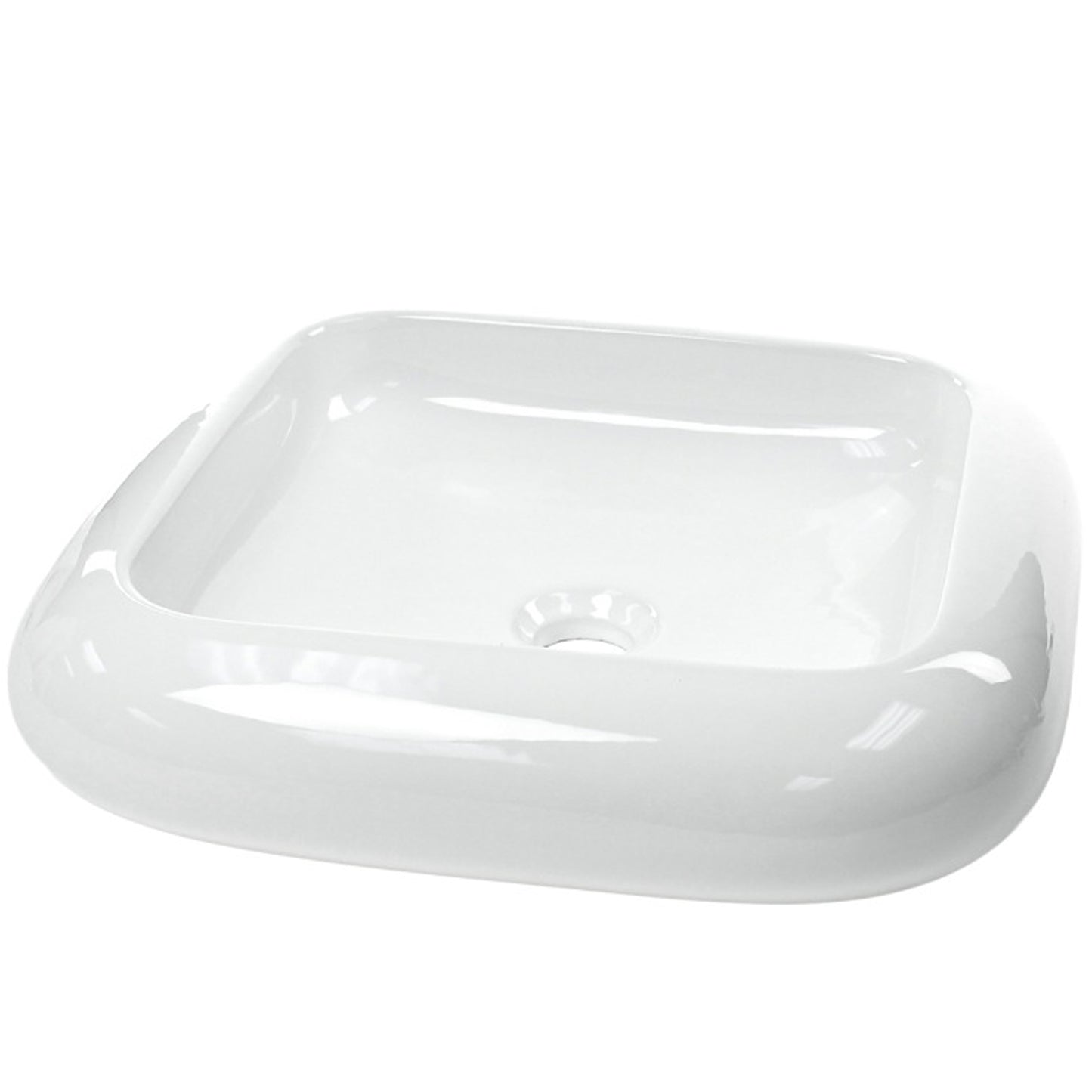 Traditional white porcelain vessel bathroom sink by Novatto, three-quarter view showcasing sleek, contemporary design.