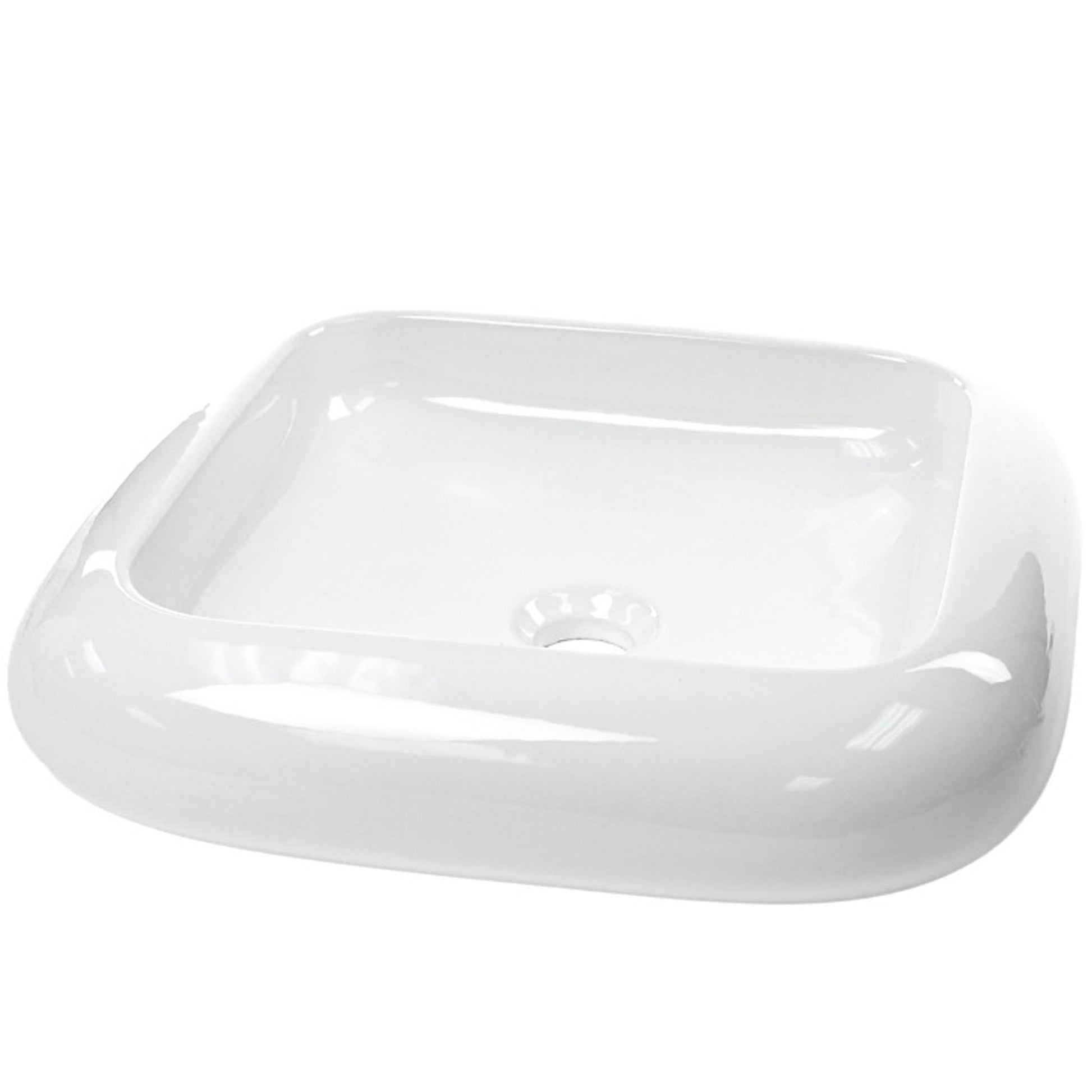 Traditional white porcelain vessel bathroom sink by Novatto, three-quarter view showcasing sleek, contemporary design.