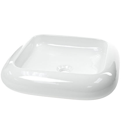 Traditional white porcelain vessel bathroom sink by Novatto, three-quarter view showcasing sleek, contemporary design.